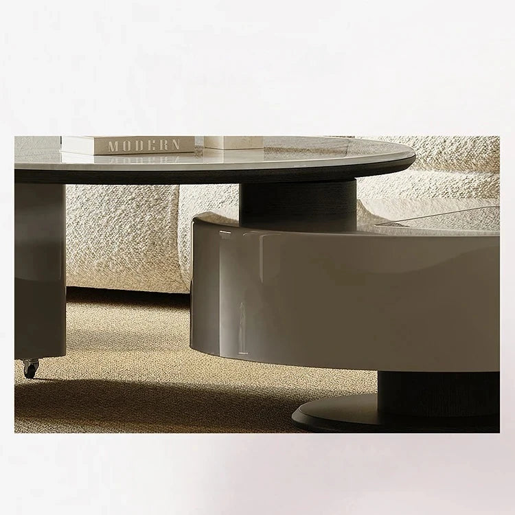 モダンセンターテーブル 石材×強化ガラス×パイン材の魅力的デザイン【リビングに最適】 fjd-4704