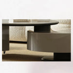 モダンセンターテーブル 石材×強化ガラス×パイン材の魅力的デザイン【リビングに最適】 fjd-4704