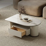 モダンデザインセンターテーブル|高級石材使用|収納付きのスタイリッシュなコーヒーテーブル fjd-4705