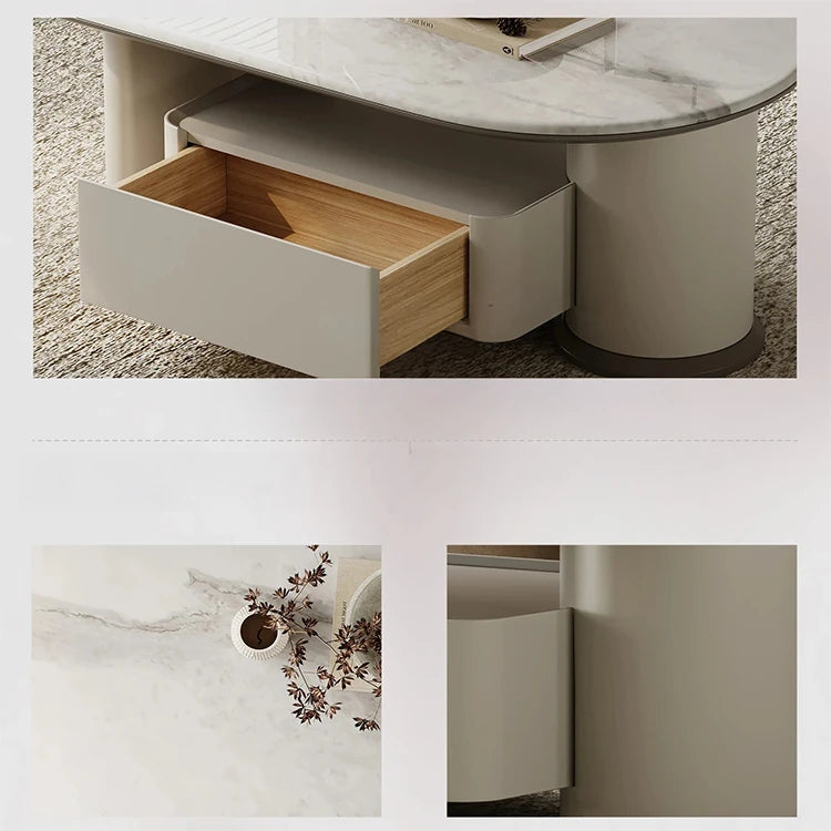 モダンデザインセンターテーブル|高級石材使用|収納付きのスタイリッシュなコーヒーテーブル fjd-4705