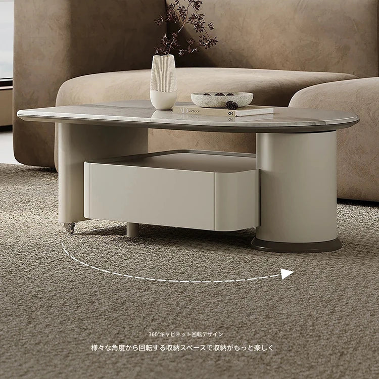 モダンデザインセンターテーブル|高級石材使用|収納付きのスタイリッシュなコーヒーテーブル fjd-4705