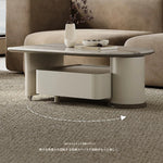 モダンデザインセンターテーブル|高級石材使用|収納付きのスタイリッシュなコーヒーテーブル fjd-4705