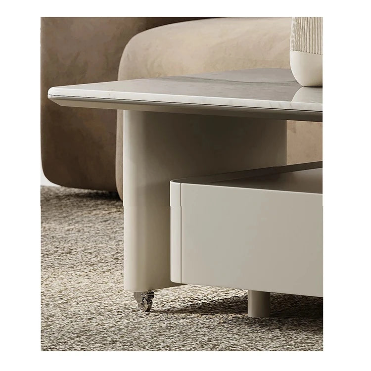 モダンデザインセンターテーブル|高級石材使用|収納付きのスタイリッシュなコーヒーテーブル fjd-4705