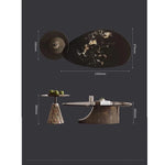 オシャレな石製センターテーブル 強化ガラス天板 モダンリビング用 効果的な収納機能付き fjd-4706