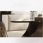 オシャレな石製センターテーブル 強化ガラス天板 モダンリビング用 効果的な収納機能付き fjd-4706