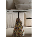 オシャレな石製センターテーブル 強化ガラス天板 モダンリビング用 効果的な収納機能付き fjd-4706