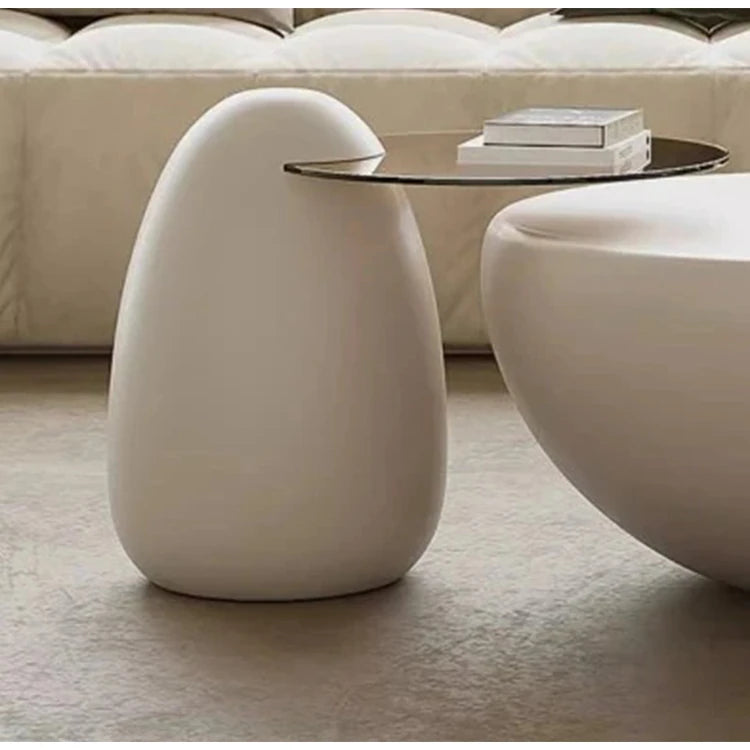 モダンデザイン センターテーブル GFRP強化ガラス製 丸型スタイリッシュコーヒーテーブル fjd-4709