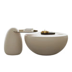 モダンデザイン センターテーブル GFRP強化ガラス製 丸型スタイリッシュコーヒーテーブル fjd-4709