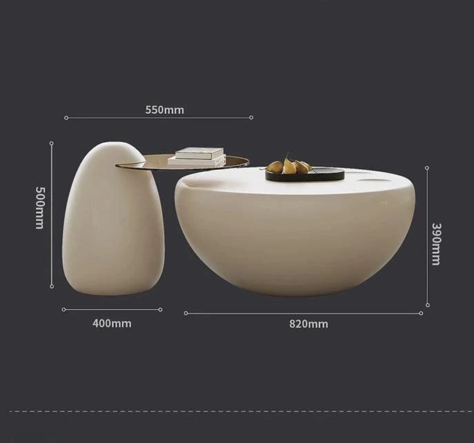 モダンデザイン センターテーブル GFRP強化ガラス製 丸型スタイリッシュコーヒーテーブル fjd-4709