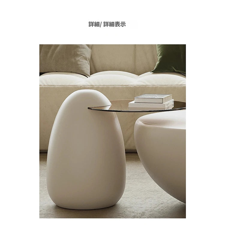 モダンデザイン センターテーブル GFRP強化ガラス製 丸型スタイリッシュコーヒーテーブル fjd-4709