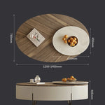 モダンデザインの大理石・パイン・ステンレス製センターテーブル|リビングルームにぴったりのオーバル型コーヒーテーブル fjd-4710