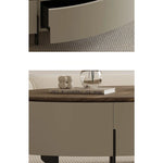 モダンデザインの大理石・パイン・ステンレス製センターテーブル|リビングルームにぴったりのオーバル型コーヒーテーブル fjd-4710