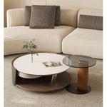 センターテーブル 石材 ステンレス 強化ガラス 合成皮革 使用 モダンデザイン 高級感 機能性収納 おしゃれリビング家具 fjd-4711