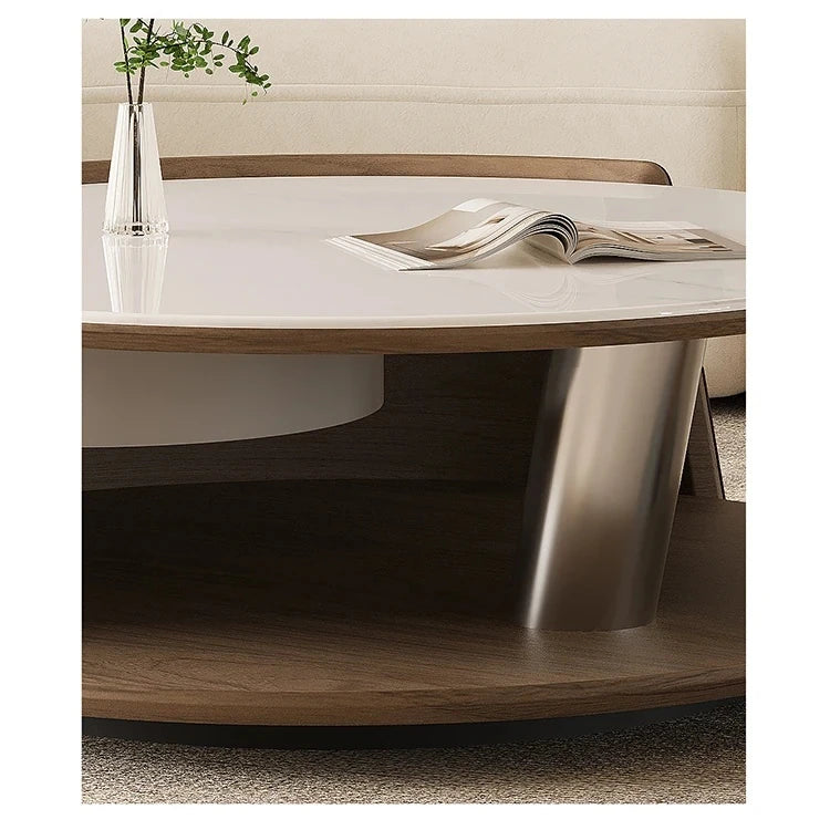 センターテーブル 石材 ステンレス 強化ガラス 合成皮革 使用 モダンデザイン 高級感 機能性収納 おしゃれリビング家具 fjd-4711