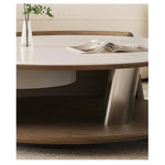 センターテーブル 石材 ステンレス 強化ガラス 合成皮革 使用 モダンデザイン 高級感 機能性収納 おしゃれリビング家具 fjd-4711