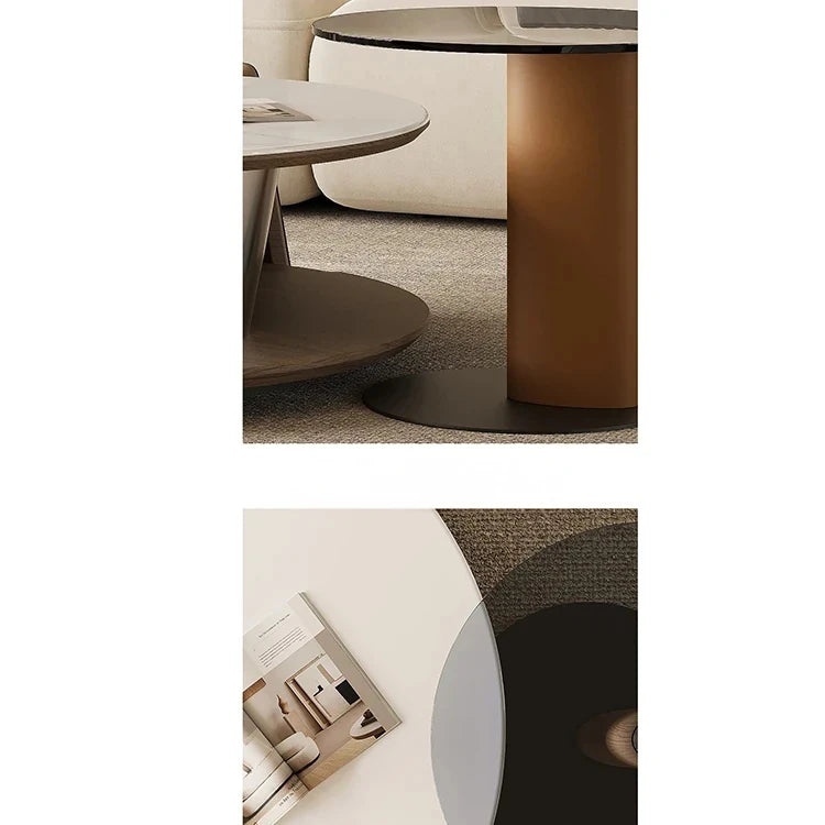 センターテーブル 石材 ステンレス 強化ガラス 合成皮革 使用 モダンデザイン 高級感 機能性収納 おしゃれリビング家具 fjd-4711