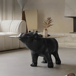 ユニークなデザインの強化ガラス製センターテーブル - ヒップポタマスモチーフでインテリアに個性をプラス! fjd-4712