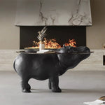 ユニークなデザインの強化ガラス製センターテーブル - ヒップポタマスモチーフでインテリアに個性をプラス! fjd-4712