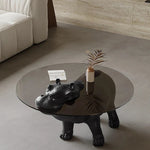 ユニークなデザインの強化ガラス製センターテーブル - ヒップポタマスモチーフでインテリアに個性をプラス! fjd-4712