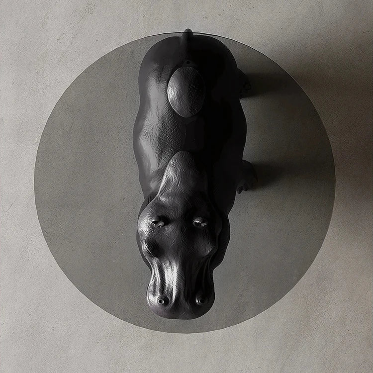 ユニークなデザインの強化ガラス製センターテーブル - ヒップポタマスモチーフでインテリアに個性をプラス! fjd-4712