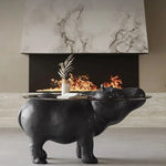 ユニークなデザインの強化ガラス製センターテーブル - ヒップポタマスモチーフでインテリアに個性をプラス! fjd-4712