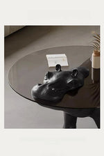 ユニークなデザインの強化ガラス製センターテーブル - ヒップポタマスモチーフでインテリアに個性をプラス! fjd-4712