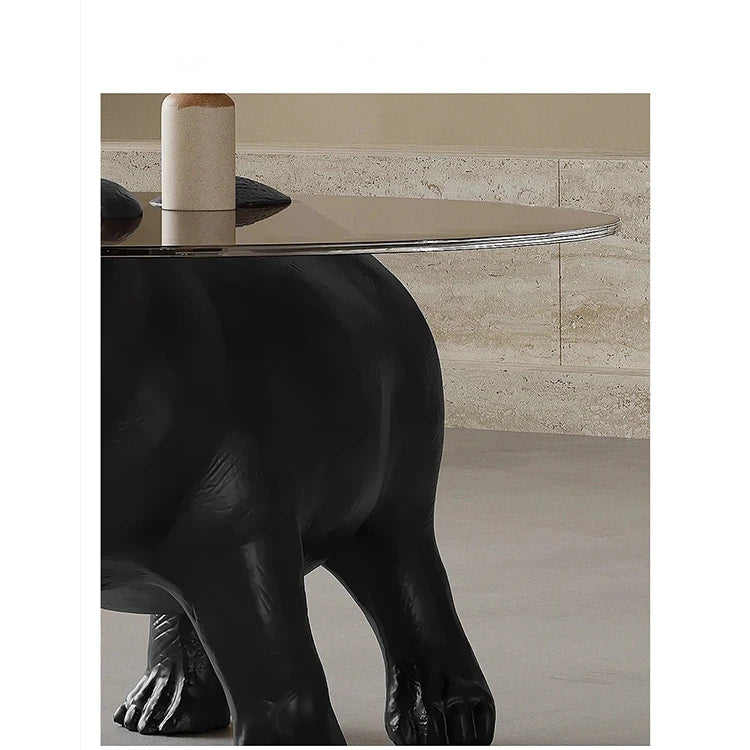 ユニークなデザインの強化ガラス製センターテーブル - ヒップポタマスモチーフでインテリアに個性をプラス! fjd-4712