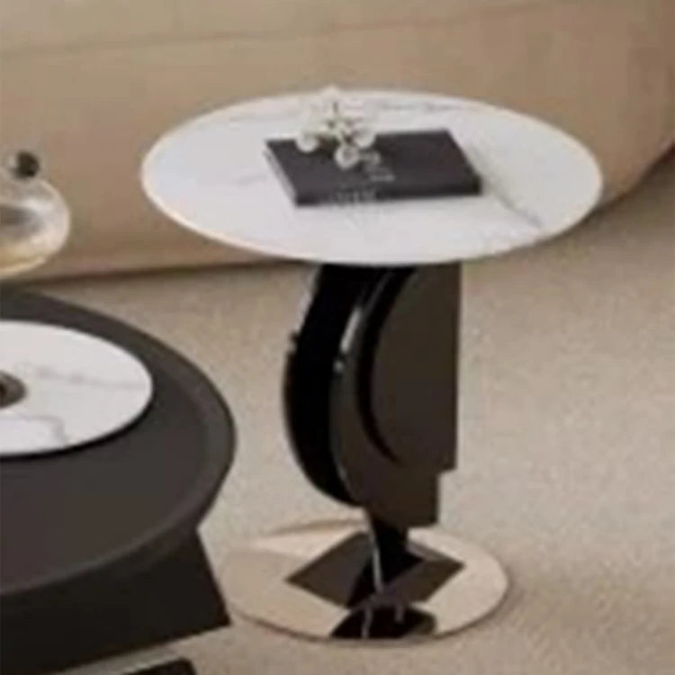 モダン大理石センターテーブル - 耐久性パイン材とスタイリッシュなステンレス脚付き fjd-4713