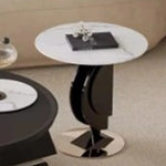 モダン大理石センターテーブル - 耐久性パイン材とスタイリッシュなステンレス脚付き fjd-4713