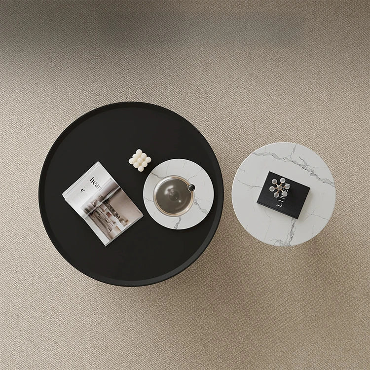 モダン大理石センターテーブル - 耐久性パイン材とスタイリッシュなステンレス脚付き fjd-4713