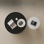 モダン大理石センターテーブル - 耐久性パイン材とスタイリッシュなステンレス脚付き fjd-4713