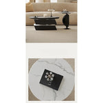 モダン大理石センターテーブル - 耐久性パイン材とスタイリッシュなステンレス脚付き fjd-4713