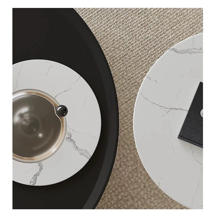 モダン大理石センターテーブル - 耐久性パイン材とスタイリッシュなステンレス脚付き fjd-4713