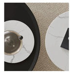 モダン大理石センターテーブル - 耐久性パイン材とスタイリッシュなステンレス脚付き fjd-4713