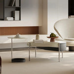 モダンセンターテーブル|合成皮革・石・ステンレス製|洗練されたデザインでおしゃれなリビング空間を演出 fjd-4715