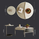 モダンセンターテーブル|合成皮革・石・ステンレス製|洗練されたデザインでおしゃれなリビング空間を演出 fjd-4715