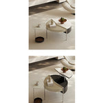 モダンセンターテーブル|合成皮革・石・ステンレス製|洗練されたデザインでおしゃれなリビング空間を演出 fjd-4715