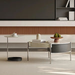 モダンセンターテーブル|合成皮革・石・ステンレス製|洗練されたデザインでおしゃれなリビング空間を演出 fjd-4715