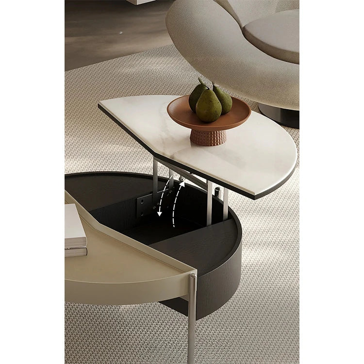 モダンセンターテーブル|合成皮革・石・ステンレス製|洗練されたデザインでおしゃれなリビング空間を演出 fjd-4715