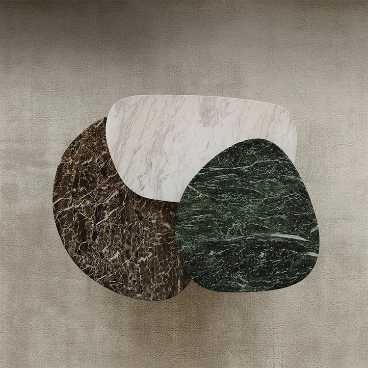 モダンデザイン センターテーブル ストーン・セラミック・ステンレス製 2段式 コーヒーテーブル ルームアクセント fjd-4716