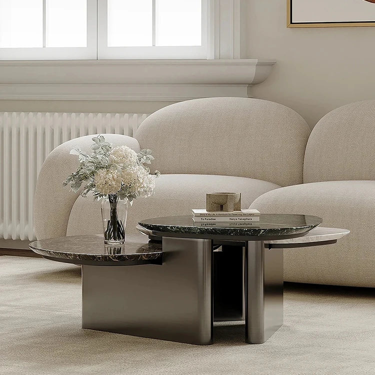 モダンデザイン センターテーブル ストーン・セラミック・ステンレス製 2段式 コーヒーテーブル ルームアクセント fjd-4716