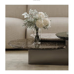 モダンデザイン センターテーブル ストーン・セラミック・ステンレス製 2段式 コーヒーテーブル ルームアクセント fjd-4716