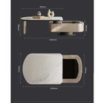 モダンデザインのセンターテーブル|強化ガラスとパイン材使用|リビングルームに最適な収納機能付きコーヒーテーブル fjd-4717