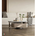 モダンデザインのセンターテーブル|強化ガラスとパイン材使用|リビングルームに最適な収納機能付きコーヒーテーブル fjd-4717