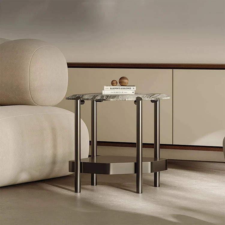 モダンデザイン センターテーブル 大理石&ステンレス製 おしゃれなリビング向け 家具 fjd-4723