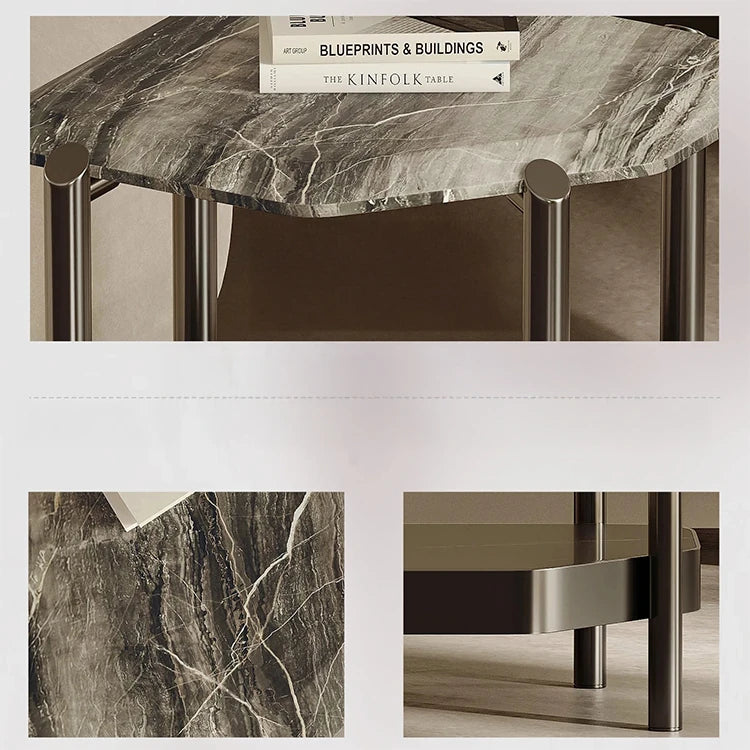 モダンデザイン センターテーブル 大理石&ステンレス製 おしゃれなリビング向け 家具 fjd-4723