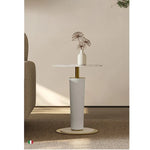 モダンデザイン センターテーブル セラミック・合成皮革・ステンレス製 高級感あふれるインテリア家具 fjd-4725