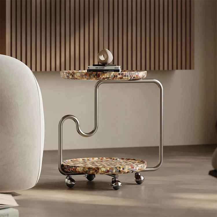 スタイリッシュなステンレス製センターテーブル | モダンデザインと多機能性を兼ね備えたおしゃれなインテリアアクセント fjd-4726