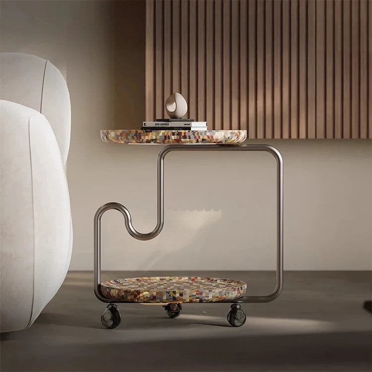 スタイリッシュなステンレス製センターテーブル | モダンデザインと多機能性を兼ね備えたおしゃれなインテリアアクセント fjd-4726