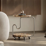 スタイリッシュなステンレス製センターテーブル | モダンデザインと多機能性を兼ね備えたおしゃれなインテリアアクセント fjd-4726